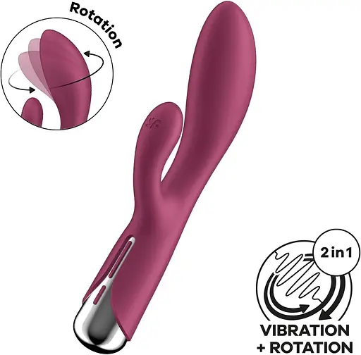 Вібратор-кролик Satisfyer Spinning Rabbit 1 20 см бордовий - фото 2