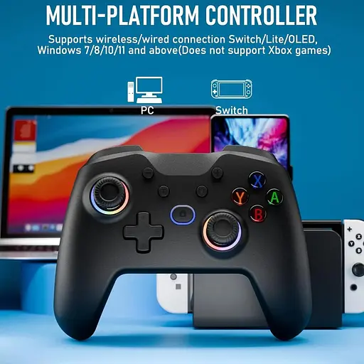 Контроллер Bluetooth Switch Pro для Switch/Lite/OLED с джойстиком Hall Effect, Cool RGB Ligh контроллер переключателя обновления Diswoe - фото 2