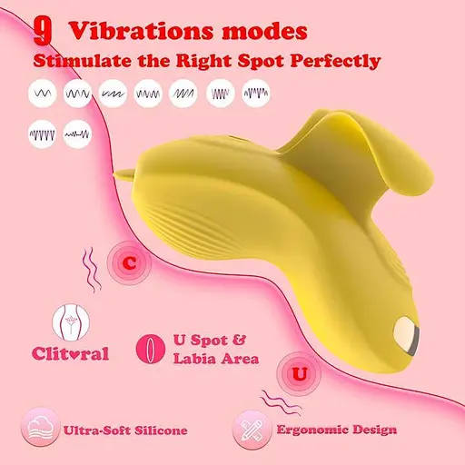 Клиторальный смарт-вибратор Love Spouse силиконовый с аккумулятором для женщин 71 мм желтый - фото 2