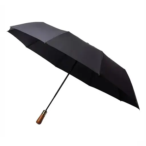 Парасоля Yiwu HP-23-8B автоматична складна 116 см з дерев'яною ручкою чорна - фото 1