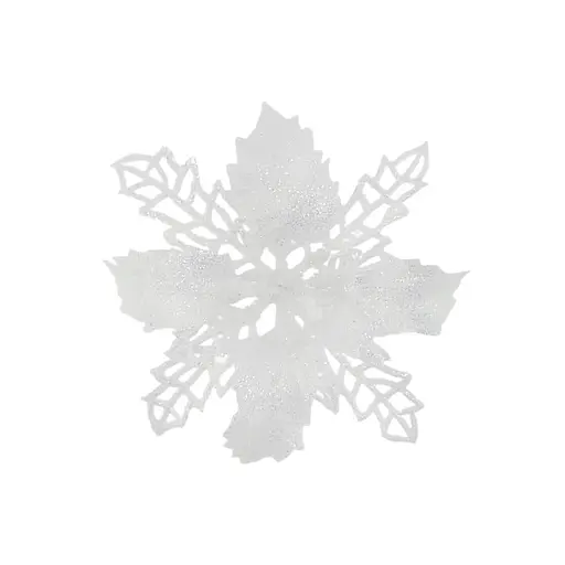 Ялинкова іграшка MIS LT Квітка Різдвяник міні 9х9х2 см набір 6 шт білий - фото 2