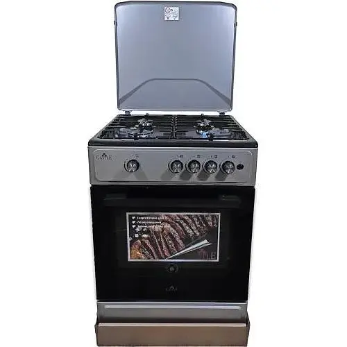 Плита газова Castle CG-60B, чорний/Grey, поворотні перемикачі, 4 газові конфорки, автопідпал інтегрований, решітка металева - фото 1
