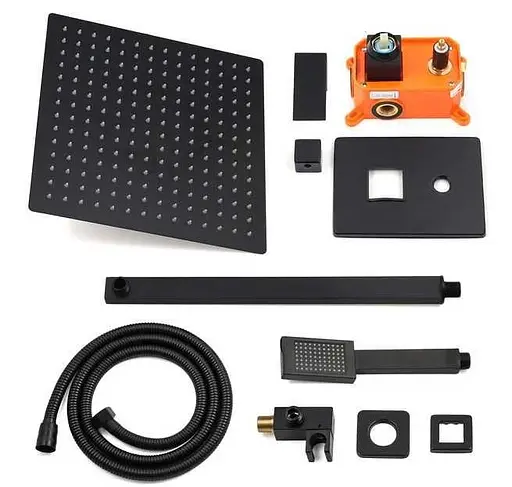 Душовий гарнітур Quyanre з прихованим монтажем Лійка 400х400 мм (Чорний) - фото 3