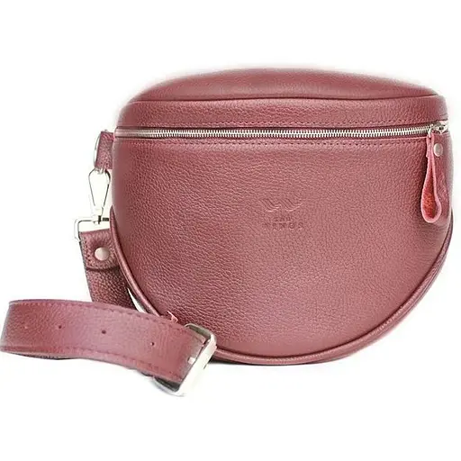 Шкіряна сумка поясна-кроссбоді Vacation бордова флотар - фото 1