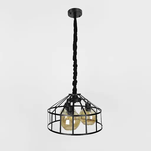 Чорна люстра Лофт на 3 янтарних плафони | Арт. 11508/3 BK+AM | Line F - фото 5