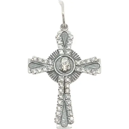 Срібний хрест Стерлінг 9 з фіанітами. 32500