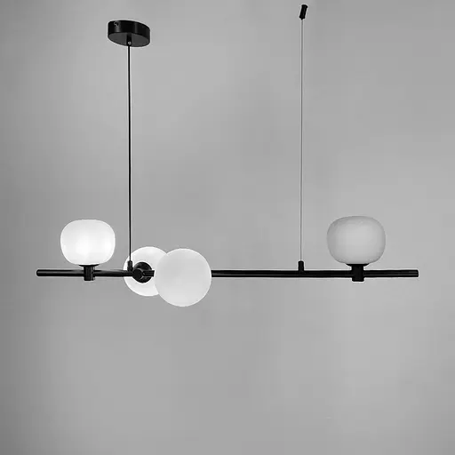 Люстра на 4 белых плафона в черном удлиненном корпусе 85 см | Ст. F 85/4 BK+WT | Line F - фото 2