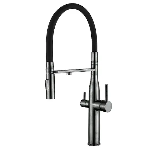 Змішувач для кухні на дві води з гнучким виливом Mixxus VTM-021 graphite MI6088 Графит - фото 1