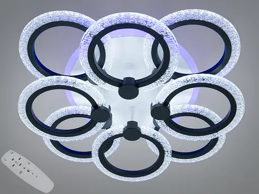 Люстра стельова Diasha чорна LED 92W 8 кілець - фото 1