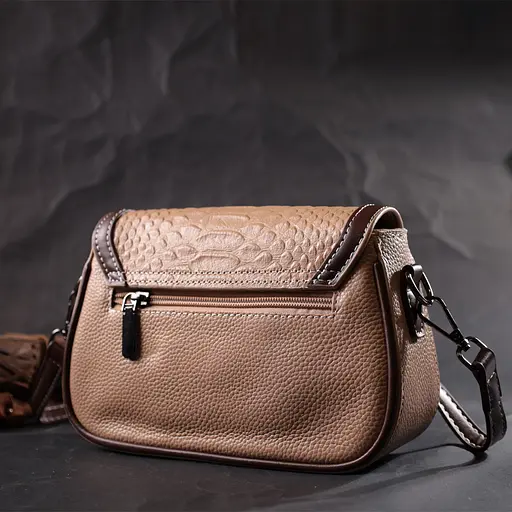 Сумка для женщин Vintage с фактурным клапаном из натуральной кожи 22х14х6.5 см sum0028999 - фото 10