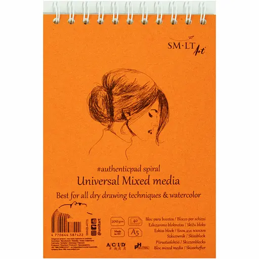 Альбом на спіралі  SM-LT Art Authentic mixed media А5 200 г/м2 40 аркушів білий колір   - фото 1