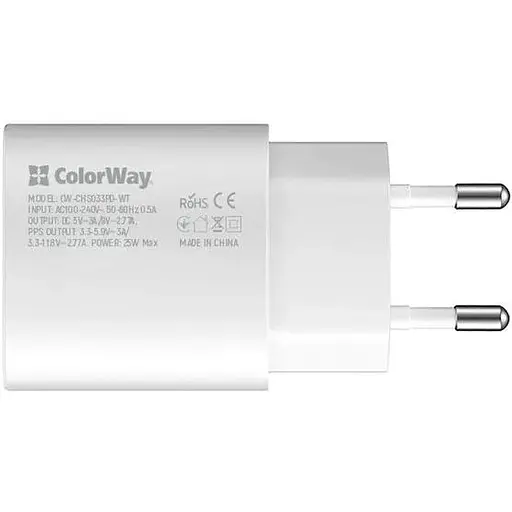 Зарядний пристрій ColorWay Power Delivery Port PPS White (CW-CHS033PD-WT) - фото 2