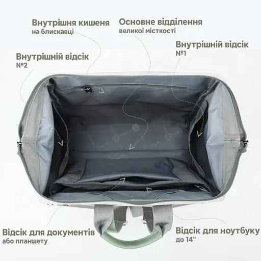 Міський офісний рюкзак Tigernu T-B9513 для ноутбука 15л 14" White (17035) - фото 2