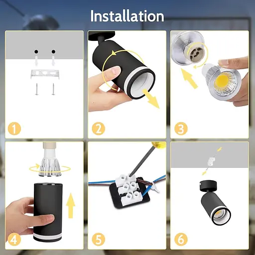 Регулируемый светодиодный светильник GU10 матовый черный - фото 4