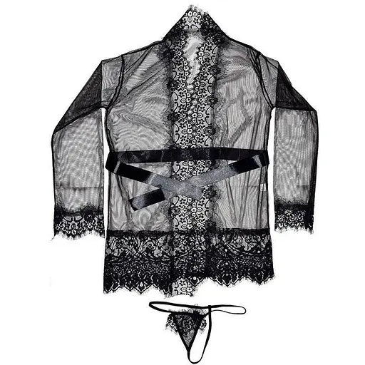 Халат прозорий з довгими рукавами, елегантний та приємний на дотик XS/S/M K0292-1 - фото 2