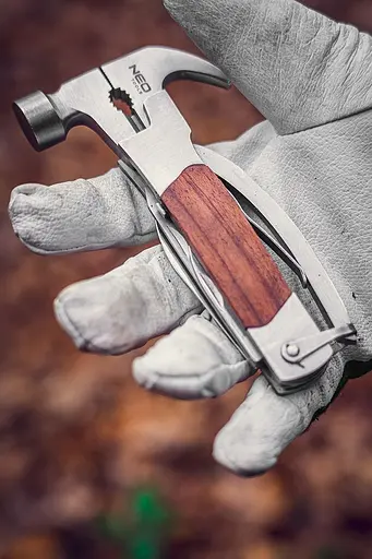 Neo Tools Мультитул, 13в1, молоток, плоскогубці, гайкогубці, кусачки, цвяходер, викрутки 2хSL і PH, пилка, напилок, два ножі, консервний ніж, чохол - фото 2