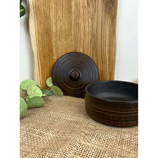 Банка для хранения 0.5 литра керамическая (глиняная) гладкая - фото 6