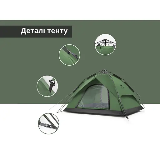 Намет Naturehike NH21ZP008 тримісний автоматичний темно-зелений - фото 5