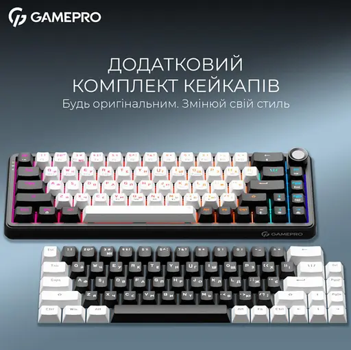 Клавиатура беспроводная игровая механическая GamePro MK-210-B Pro Black-White QLAB Orange Switches Hot-Swap - фото 4