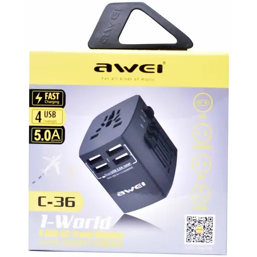 Переходник дорожный Awei c-36 travel converter plug на все розетки