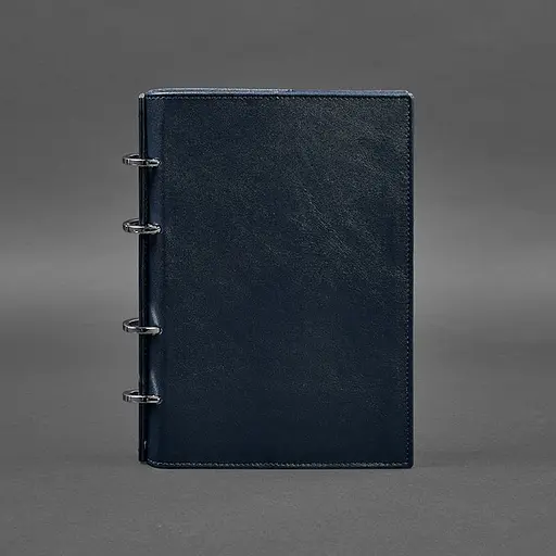 Шкіряний блокнот на кільцях (софт-бук) 9.0 з твердою синьою обкладинкою - фото 7