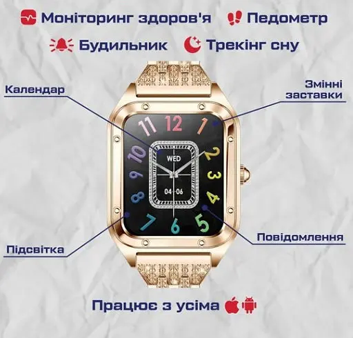 Женские умные смарт часы Smart Flower + 2 ремешка (Золотистые) - фото 9