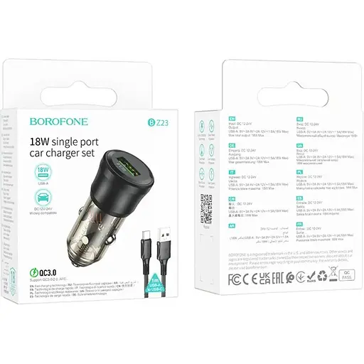 Автомобильное зарядное устройство Borofone BZ23 Transparent Black - фото 2