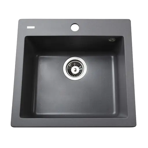 Гранітна мийка Globus Lux Aosta сiрий металiк 490x455мм-А0003 000023575, Сірий - фото 1
