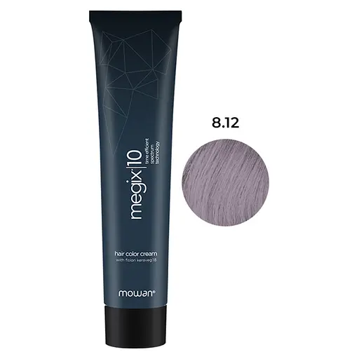 Краска для волос с низким содержанием аммиака Megix10 Mowan 8.12 светло-пепельный блонд ирис 100 мл - фото 1
