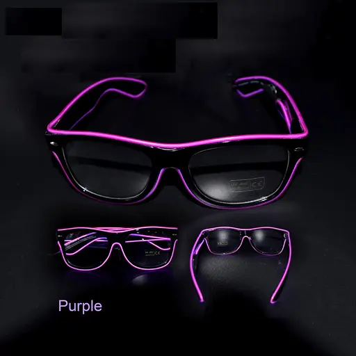 Очки светодиодные Leds прозрачные El Neon ray purple неоновые - фото 2