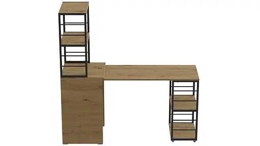 Стол-тумба трансформер Смарт 3/2 с этажеркой Ferrum-decor 1430x1450x600 Черный металл ДСП Дуб Артизан 16 мм (FRD-105121) - фото 5