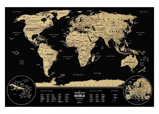 Скретч карта мира 1DEA.me Travel Map Weekend Black World (gold) (англ.) (13072) - фото 2