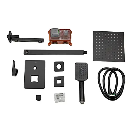 Душевая система скрытого монтажа Haiba Kubus 009 HB3949, Черный матовый - фото 8