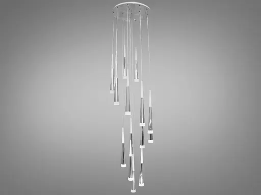 Каскадна світлодіодна люстра для холу потужністю 60W, колір-хром - фото 2