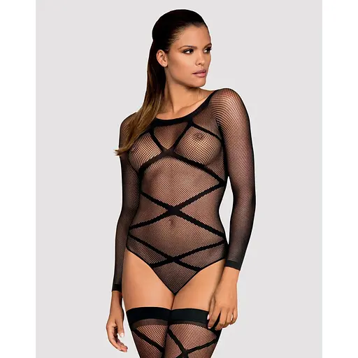 Бодистокинг Obsessive Bodystocking G320 S/M/L, чулки, боди, декор в виде линий - фото 2
