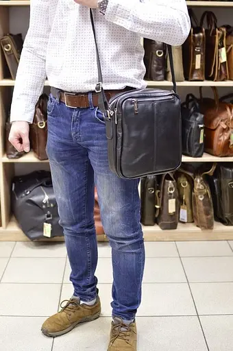 Кожаная мужская сумка через плечо TARWA 24х26х7 см sum0025820 - фото 10