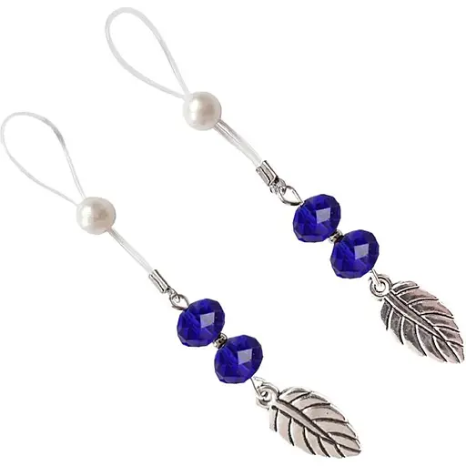 Сексуальные украшения для сосков Art of Sex Nipple Jewelry Leaf с листочком, цвет синий - фото 3
