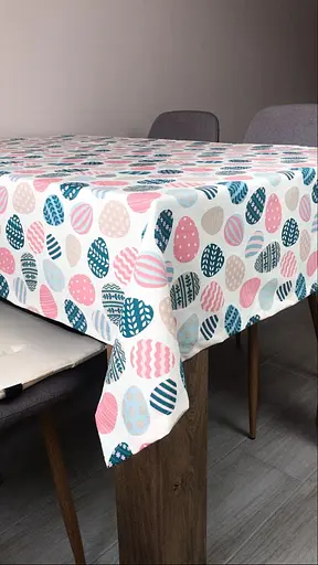 Водоотталкивающая Скатерть Пасхальная крашенка (розовая) 220х140 см (+ 4 салфетки 30х40) - фото 4