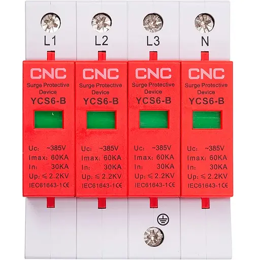 Ограничитель импульсных перенапряжений CNC YCS6-B 4P 30-60KA 385V