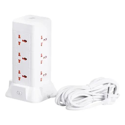 Сетевой фильтр-удлинитель Yiwu HP-5-5 TOWER B23 2,8 м 9 розеток 3USB + 1PD белый  - фото 5