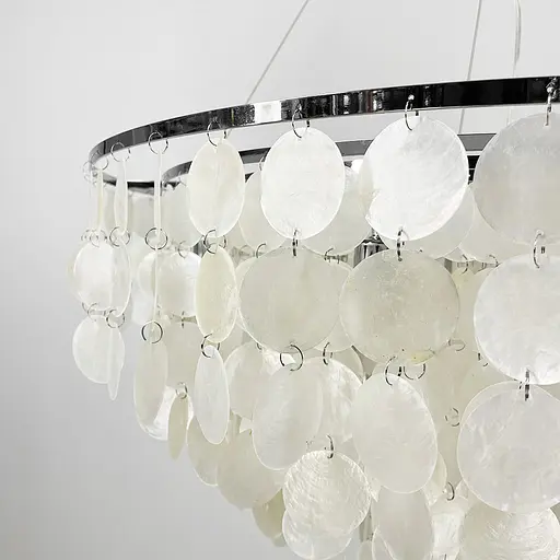 Круглая серебряная люстра ATHELIA с перламутровыми пластинами Ø 80 см | Ст. 1537-800 CH | Line F - фото 4