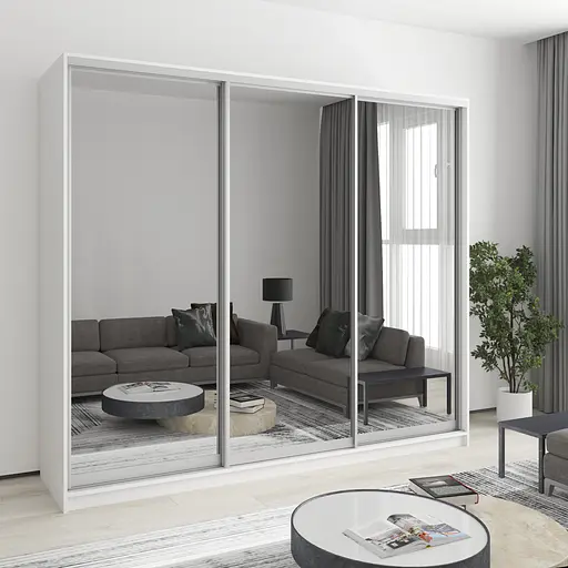 Шафа-купе тридверна MebelStar Комбо AL 3 Дзеркала 240x60x210 см Аляска білий (MBS-3388)