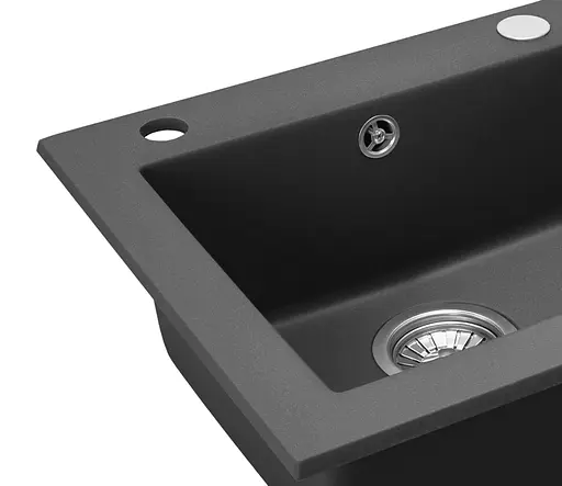 Кухонна мийка гранітна Rea West black metalic ZLE-00121, Чорний - фото 2