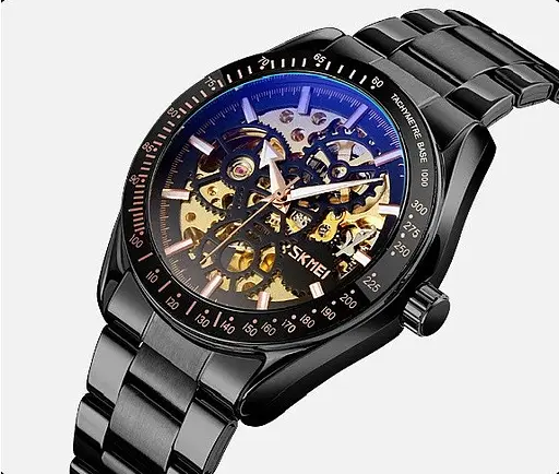 Механічні Наручний годинник скелетон з автопідзаводом Skmei 9194 Black, 9194BK (18396) - фото 2