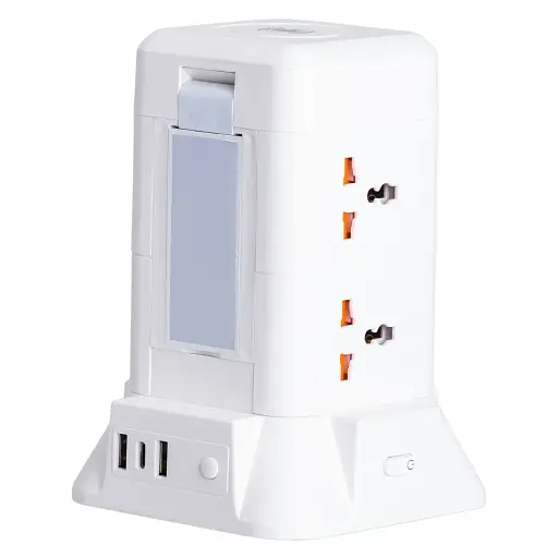 Сетевой фильтр-удлинитель Yiwu HP-5-3MF TOWER B22 4,8 м 6 розеток 3USB+1PD и LED-лампа белый  - фото 2