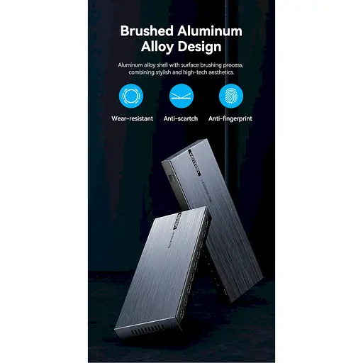 Сплітер Vention 4K 1x8 HDMI Splitter чорний Aluminum Alloy Type EU Standard - фото 3