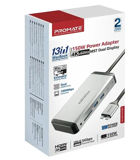 USB-хаб Promate USB-хаб на 13 портов (versahub-mst.grey) - фото 2