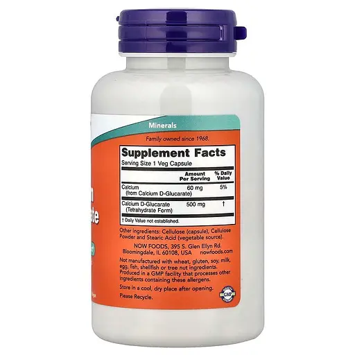 Витамины и минералы NOW Calcium D-Glucarate, 90 вегакапсул - фото 2