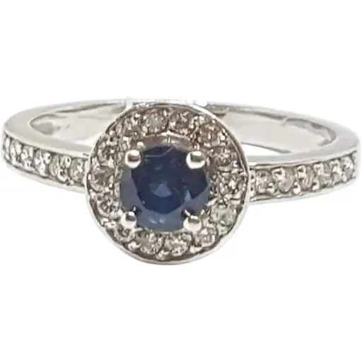 Золотое кольцо Гелиос с бриллиантами и сапфиром. Артикул 130806/1 18,5