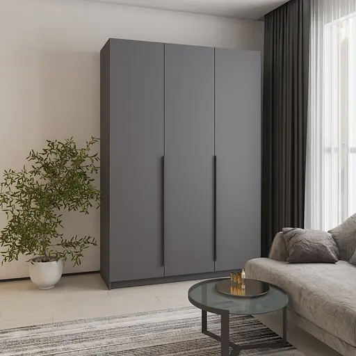 Шафа 3-дверна MebelStar Оскар ДСП BG, комплект полиць 150x52x220 см Антрацит (MBS-4610)